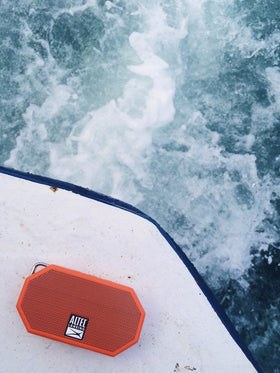 Altec Lansing Mini H2O floating on water for buoyant poolside listening