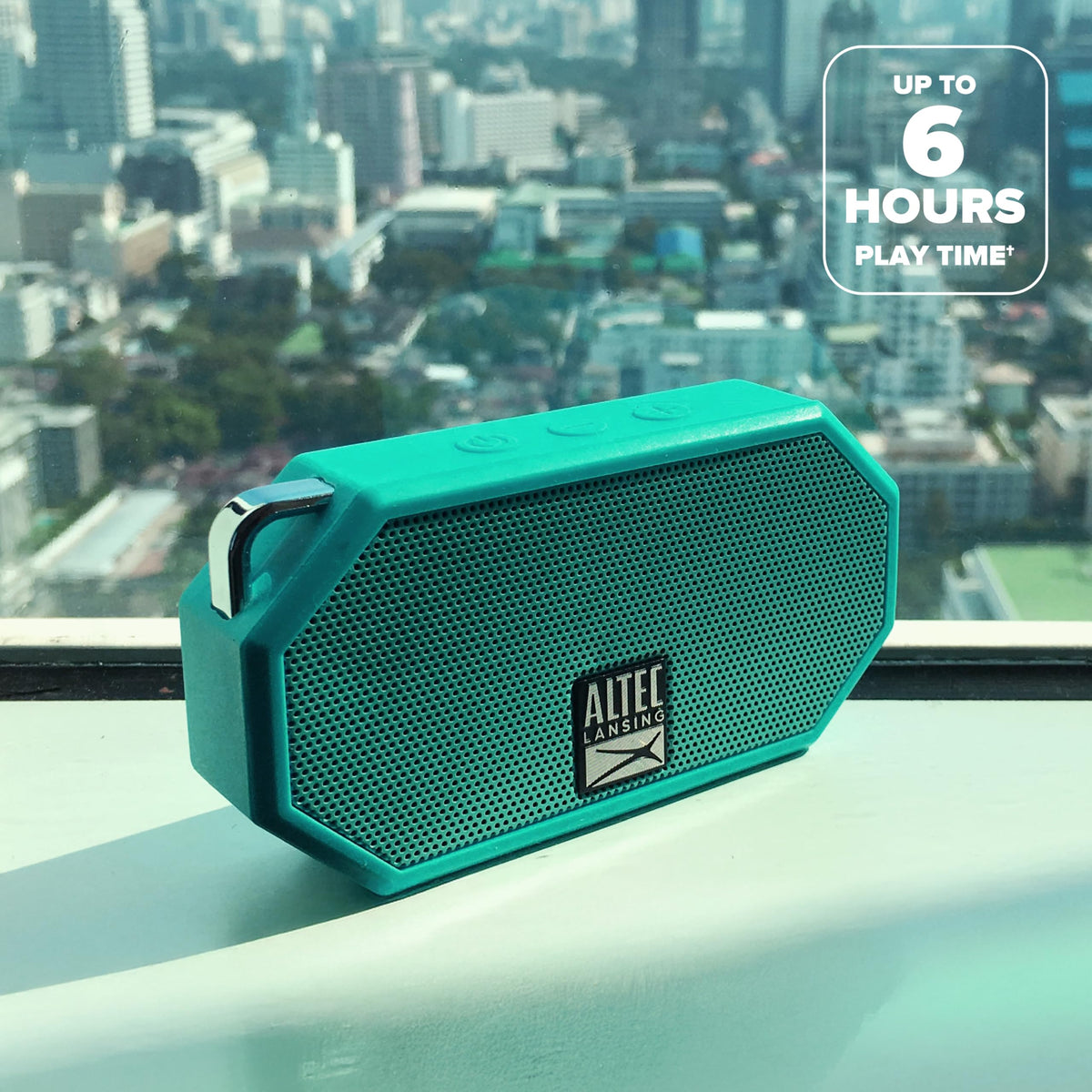 Altec Lansing Mini H2O USB charging port for long-lasting playtime.