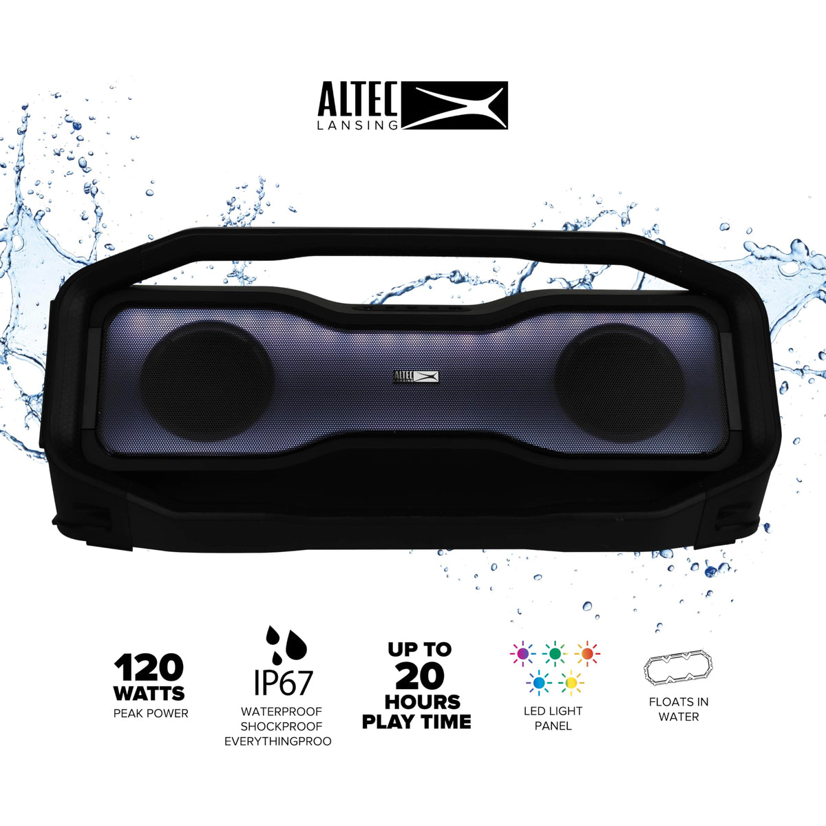 Rockbox 2.0 LED modes illuminate a party atmosphere outdoors.