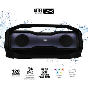 Rockbox 2.0 LED modes illuminate a party atmosphere outdoors.