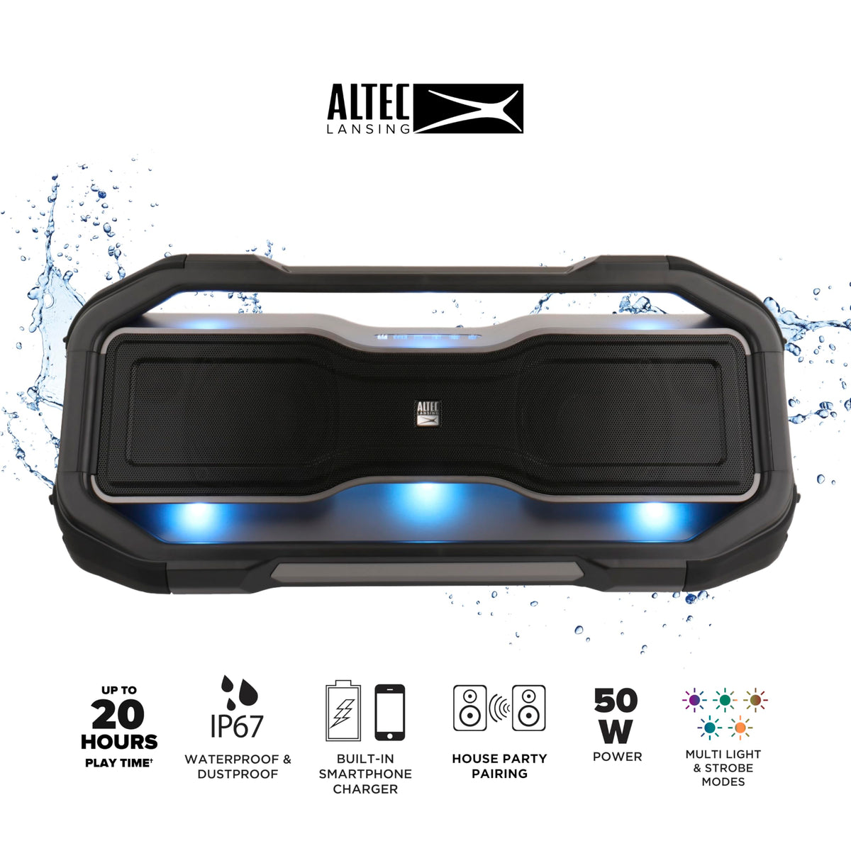 Altec Lansing ROCKBOX LED modes illuminate parties with colorful energy