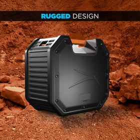 Altec Lansing TOUGHBOXX on beach setup showing portability.