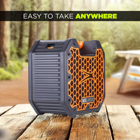 Altec Lansing TOUGHBOXX on-the-go use highlighting compact portability.
