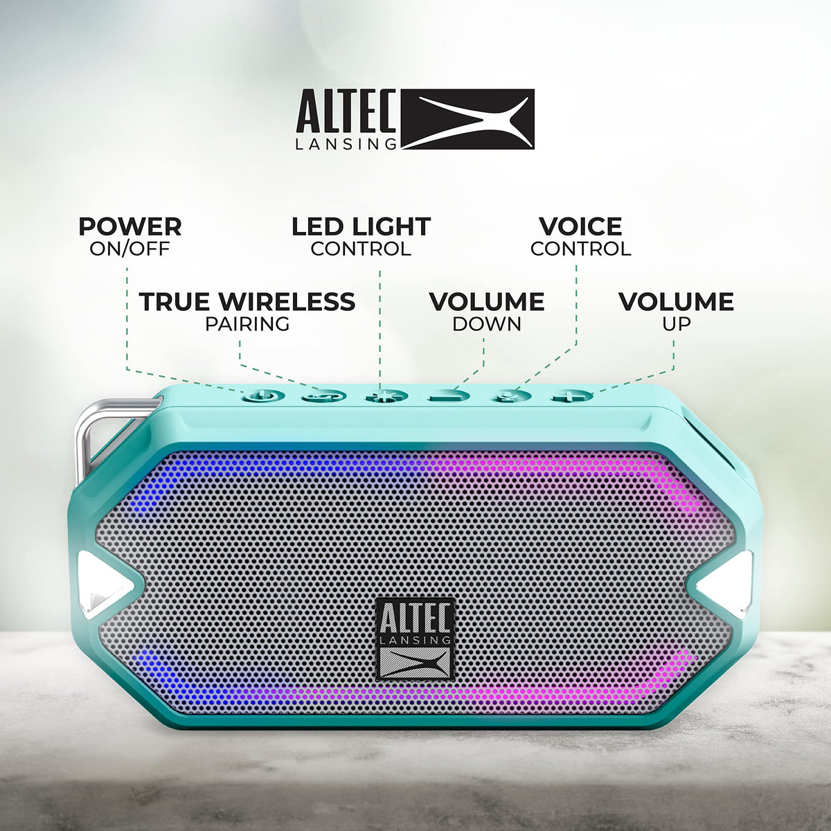 Altec Lansing HydraMini close-up of driver grille, clear sound detail visible