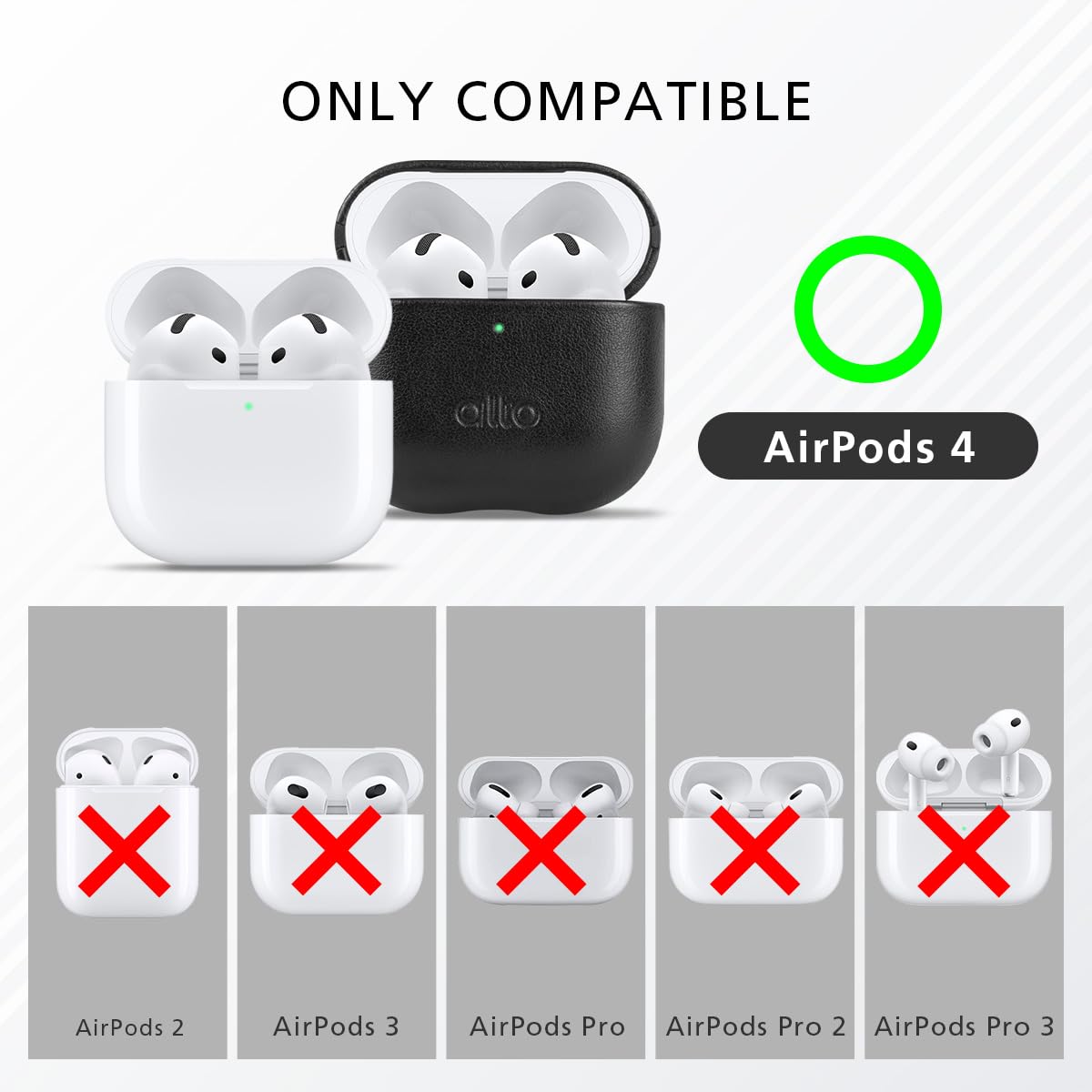 alto case open with AirPods 4 inside demonstrating easy two-piece installation