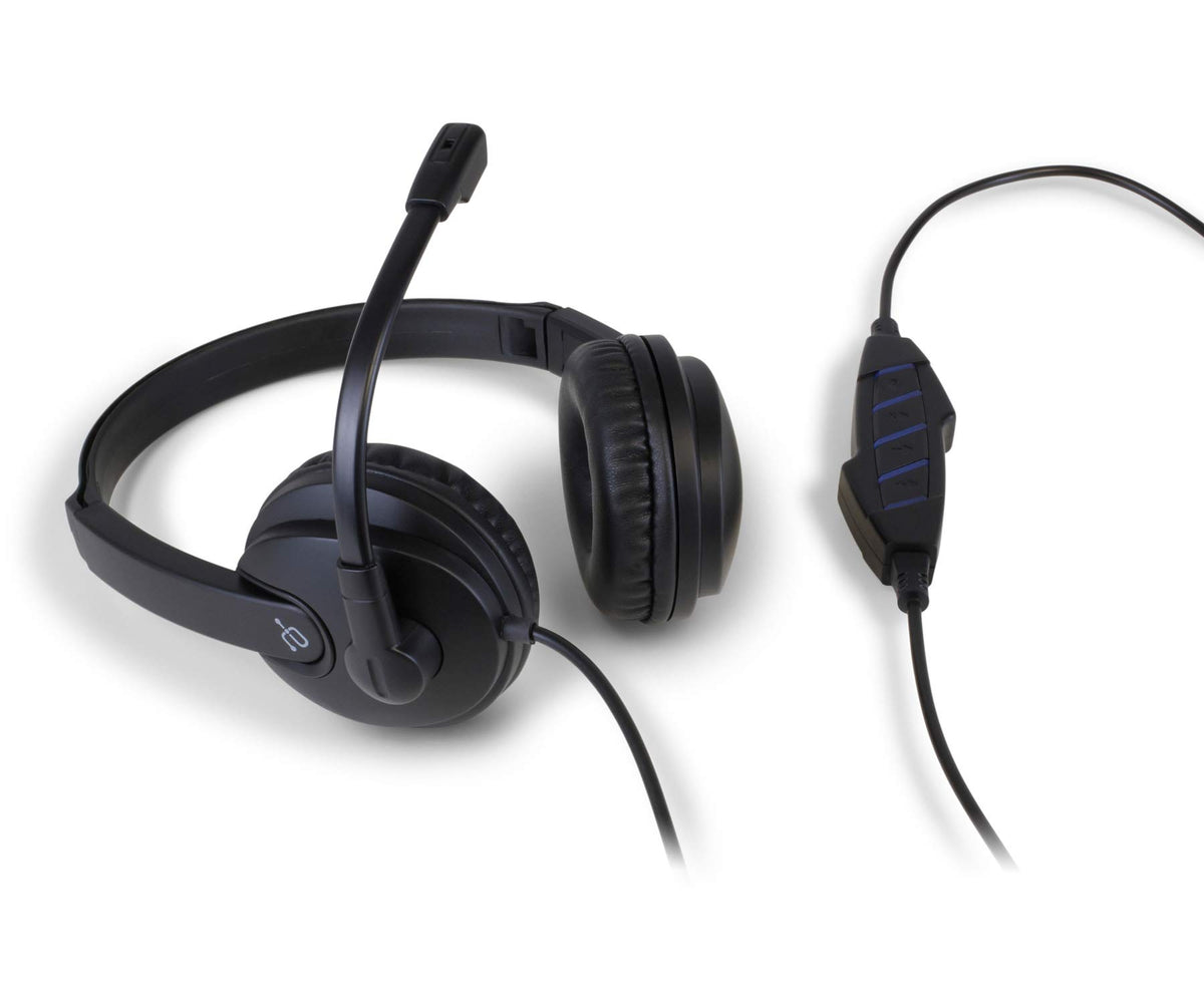 Aluratek AWHU02FB with noise-cancelling microphone for clearer voice during calls.