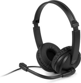 Aluratek AWHU02FB over-ear headset side view for comfortable all-day use.