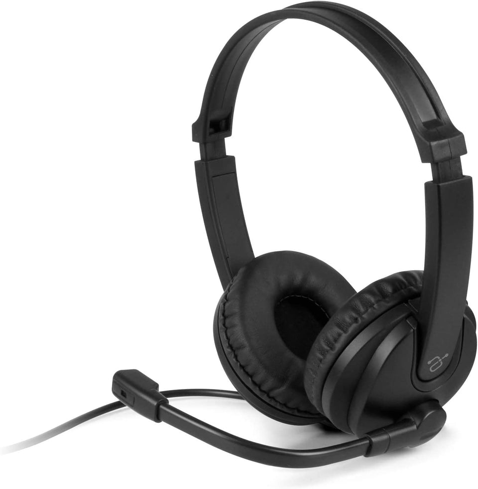 Aluratek AWHU02FB over-ear headset side view for comfortable all-day use.