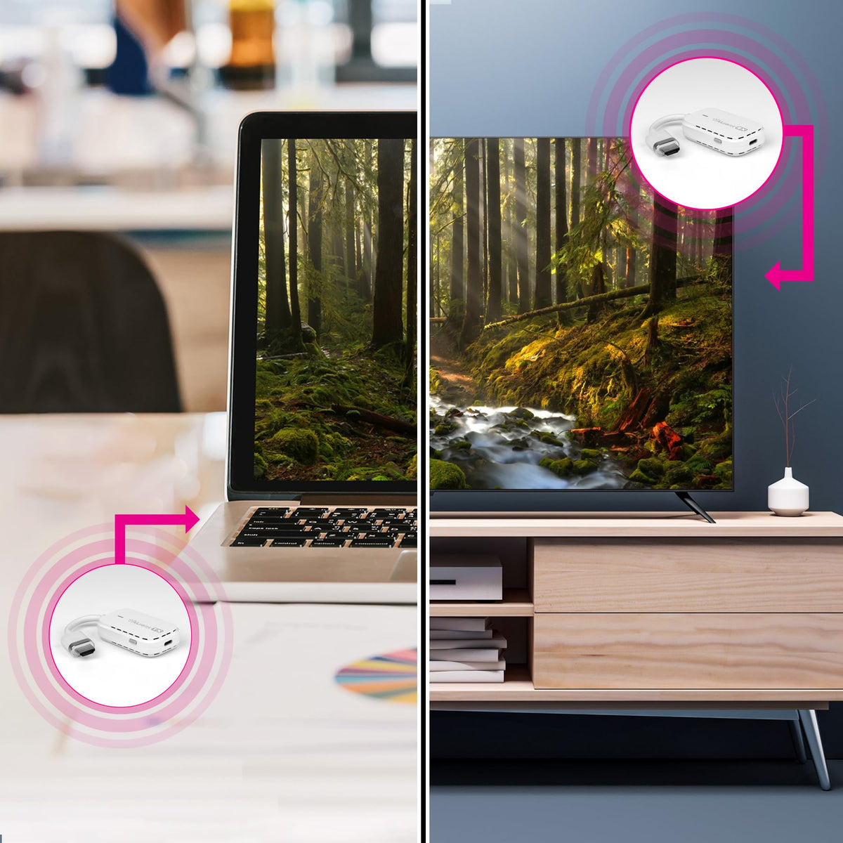 Aluratek Streamcast Pro wireless HDMI receiver streams 1080p video from laptop to TV.