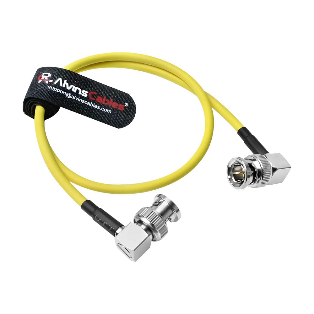 Alvin's Cables 12G SDI right angle BNC yellow 50cm for reliable 4K transmission