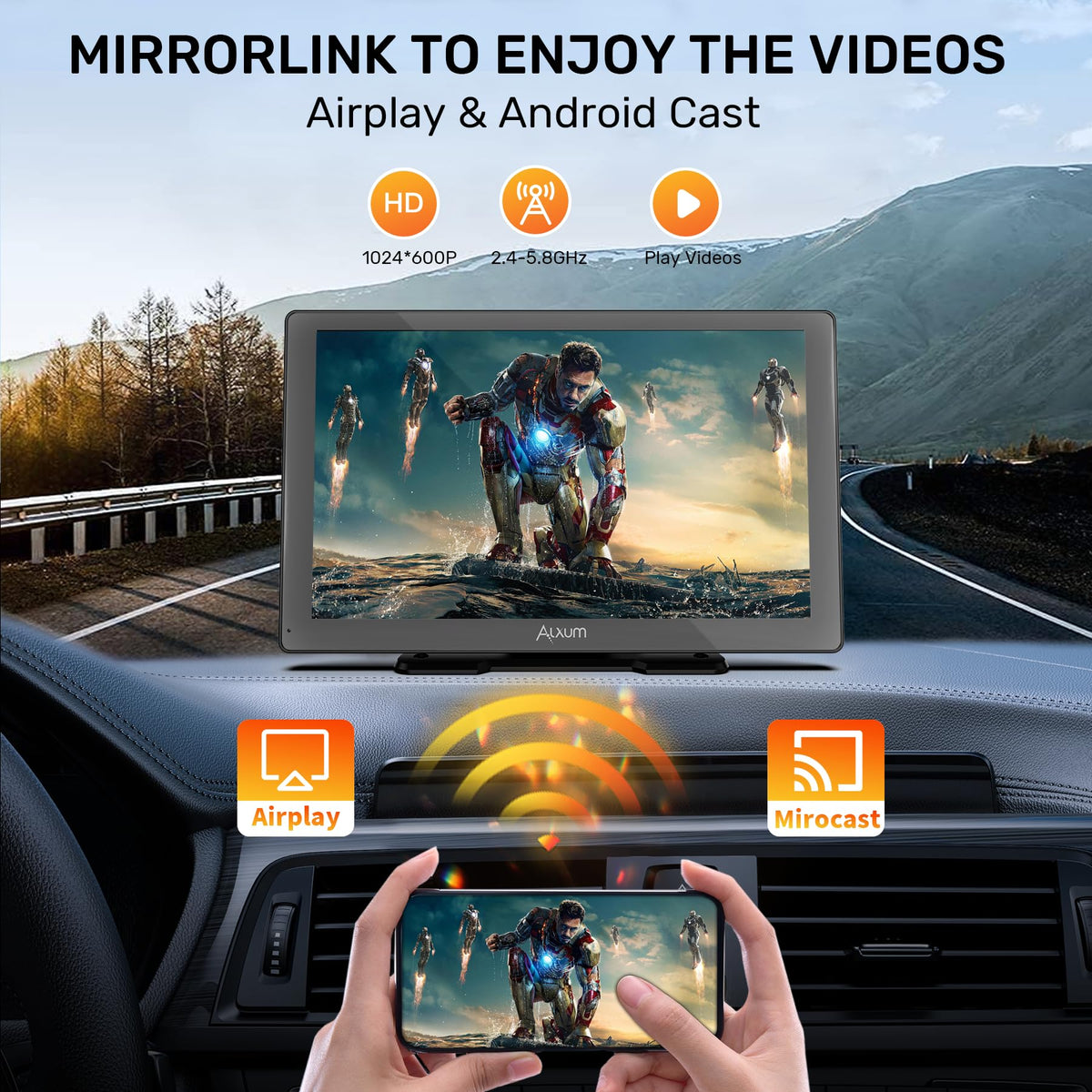 Alxum displaying backup camera feed for safer reversing benefit