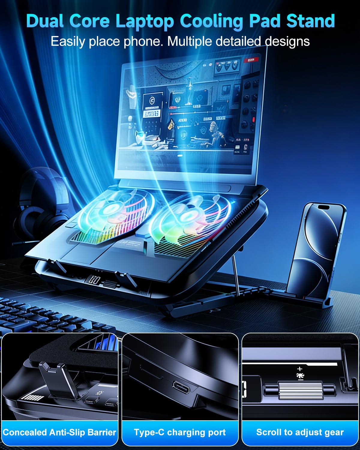 ALYNIC on a desk with peripherals showing improved cooling and organized workspace benefit