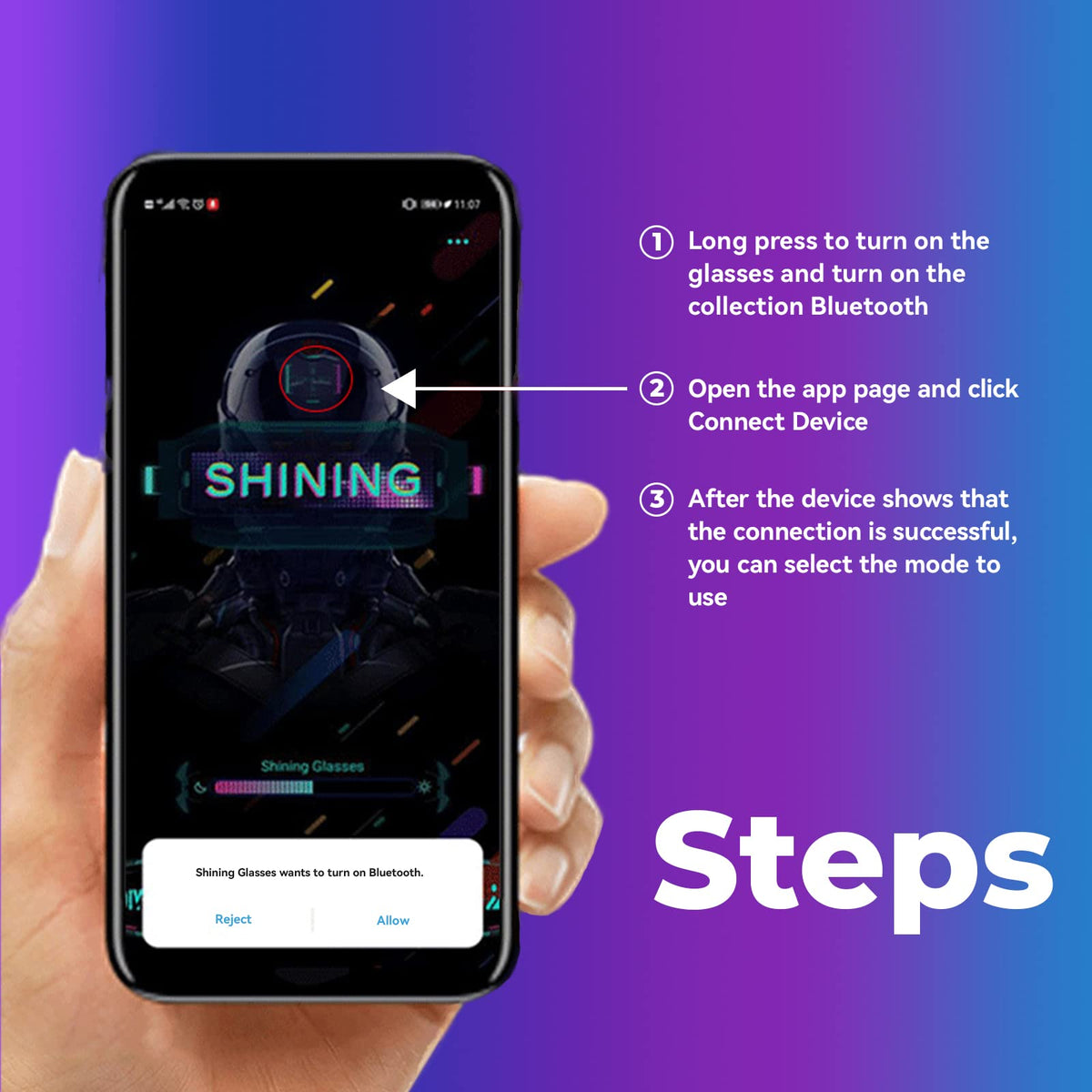 AmaCielo smartphone app controlling glasses for instant customization