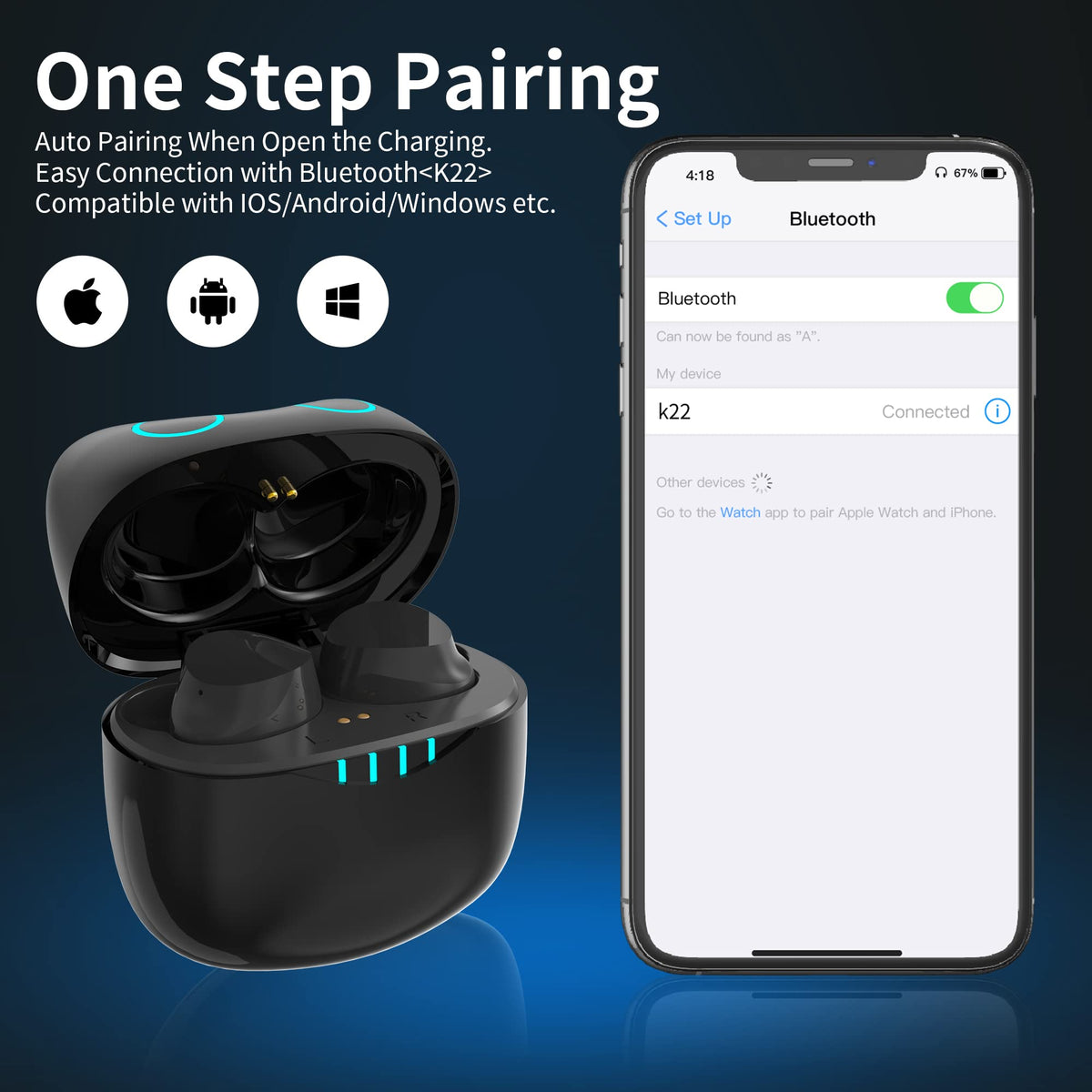AMAFACE Bluetooth 5.0 earbuds with ENC mics for clear calls.