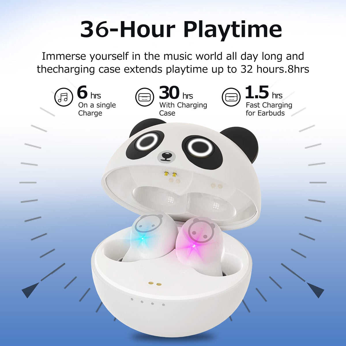 AMAFACE panda earbuds offer 6 hours of playback per charge
