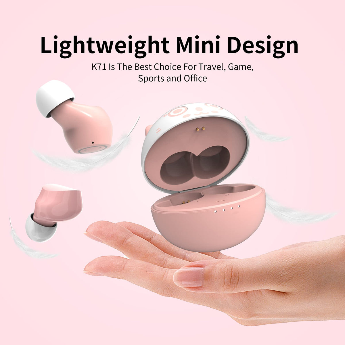 AMAFACE pink earbuds ideal for sport, travel, and daily routines