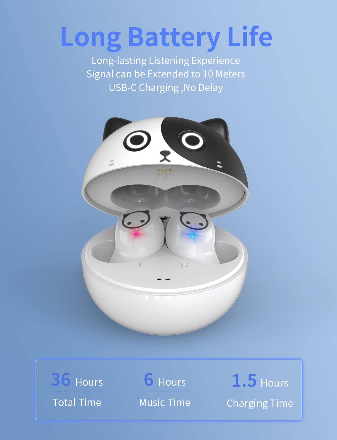 AMAFACE wireless earbuds with 32 hours total playtime in case