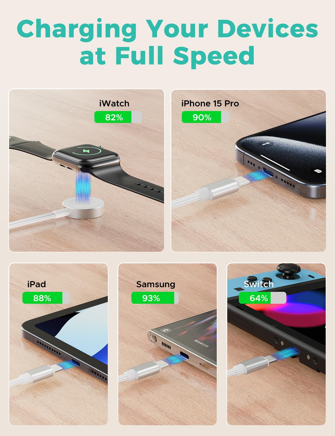 Amasuki demonstrates fast charging up to 2A for quick power.