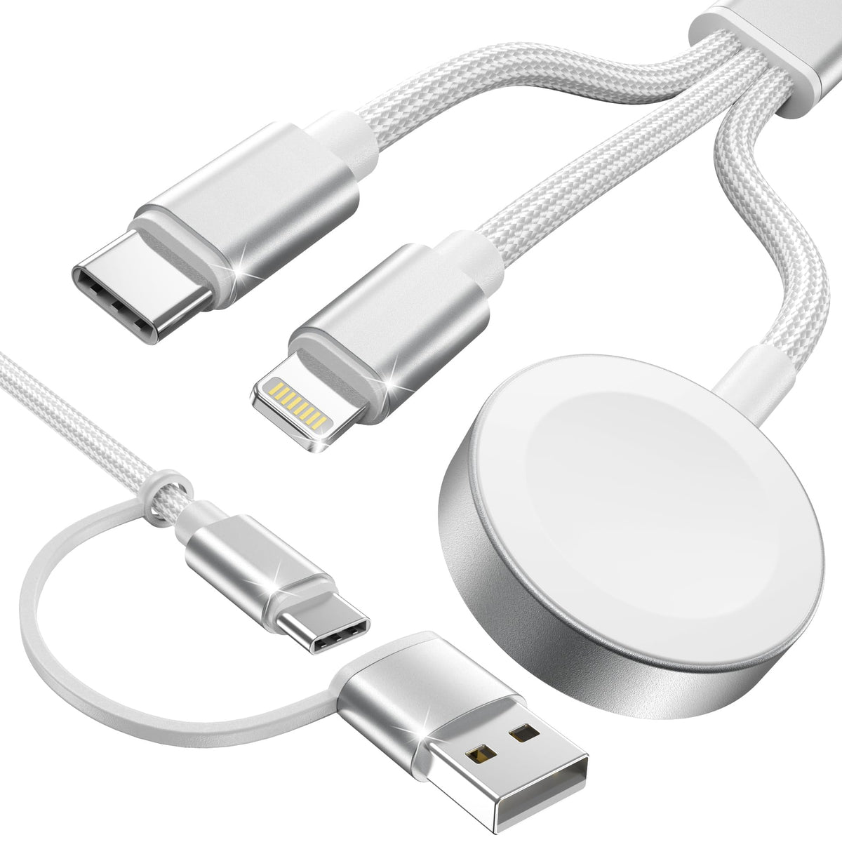 Amasuki 3-in-2 USB-C cable charges Apple Watch and iPhone on the go.