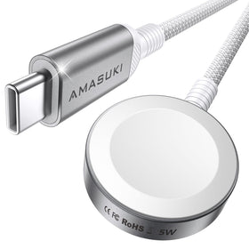 Amasuki 5W Apple Watch charger with magnetic alignment enabling quick, reliable power delivery.