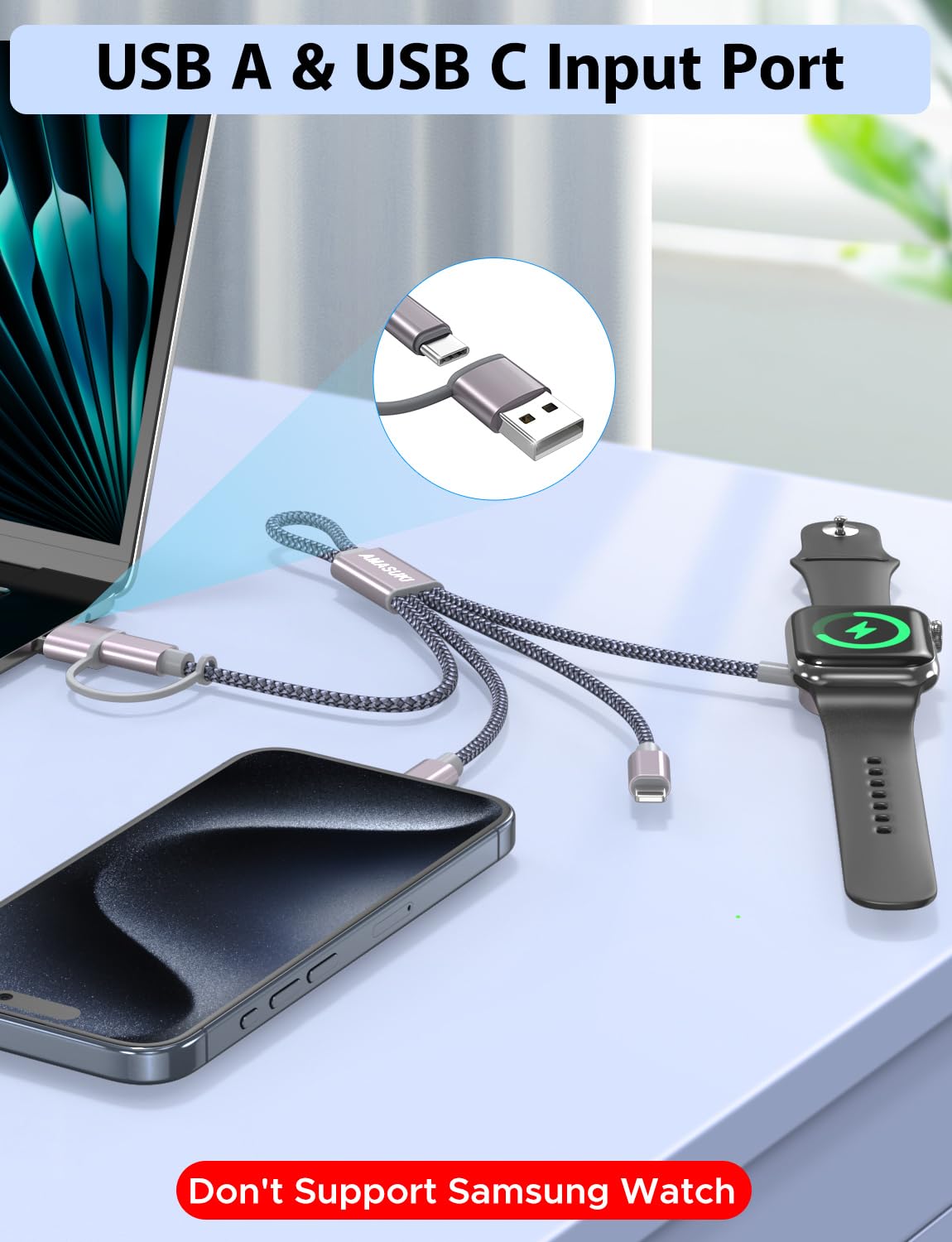 Amasuki compact 8-66inch cable fits neatly in pockets and bags