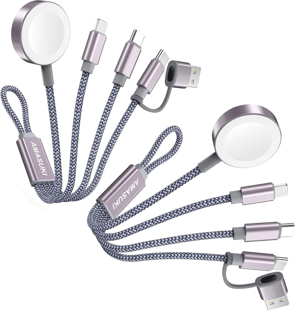 Amasuki 3-in-1 USB-C cable for travel essentials with compact 8.66in design for on-the-go charging.