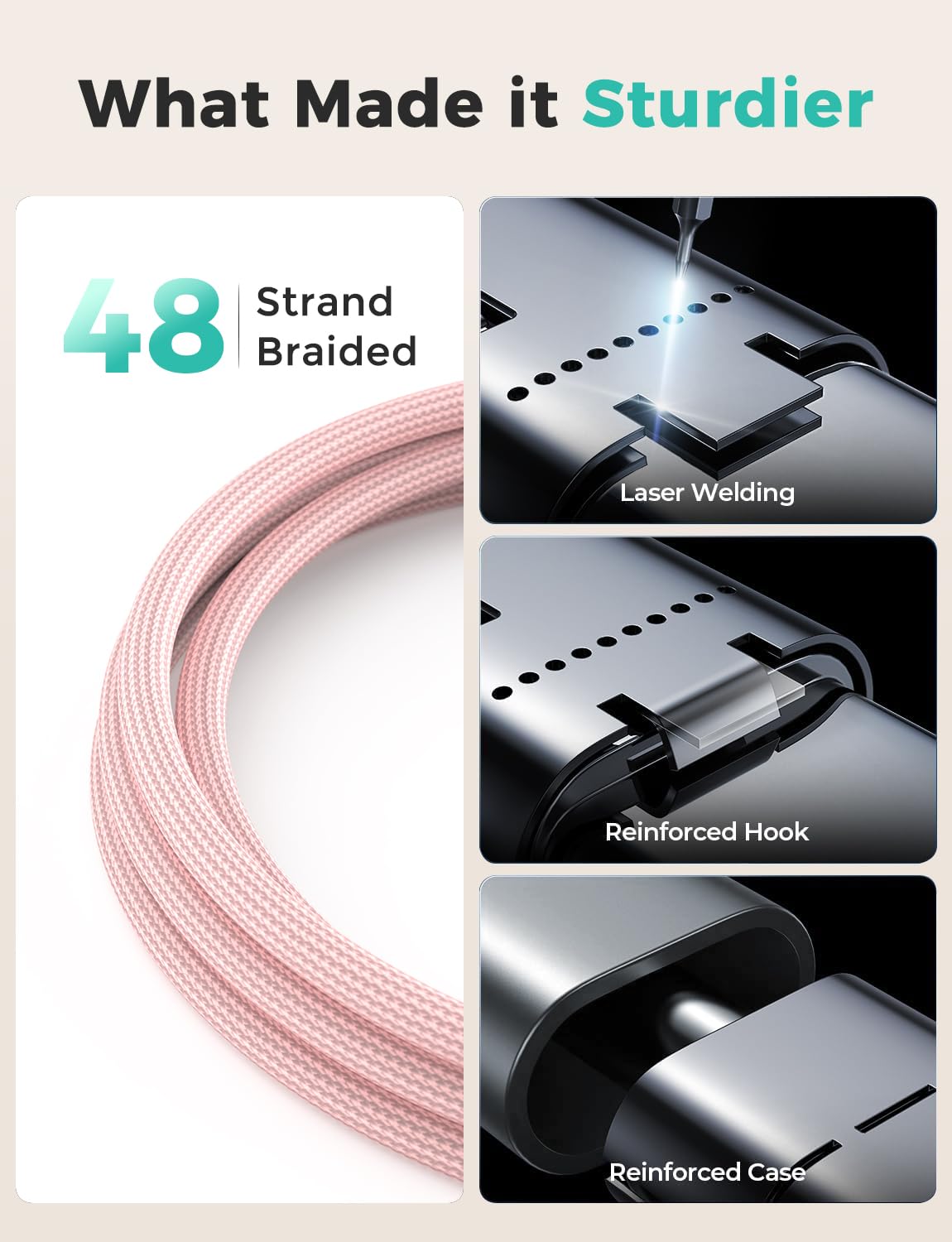 Amasuki cable with aluminum shell provides durable travel charging.