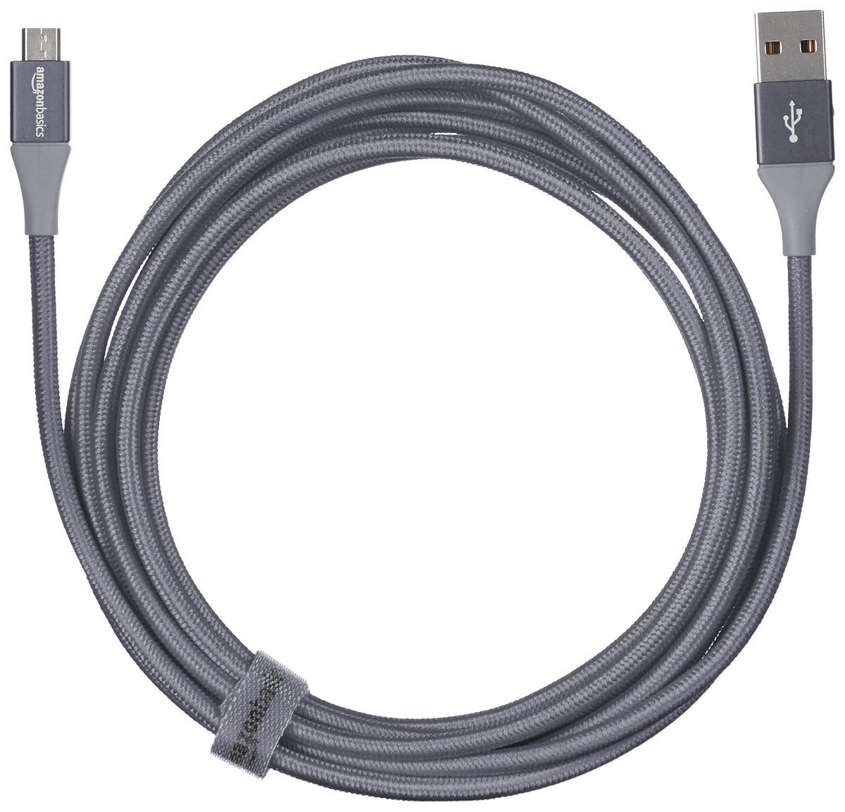 Amazon Basics 10-foot cable in use powering a phone.