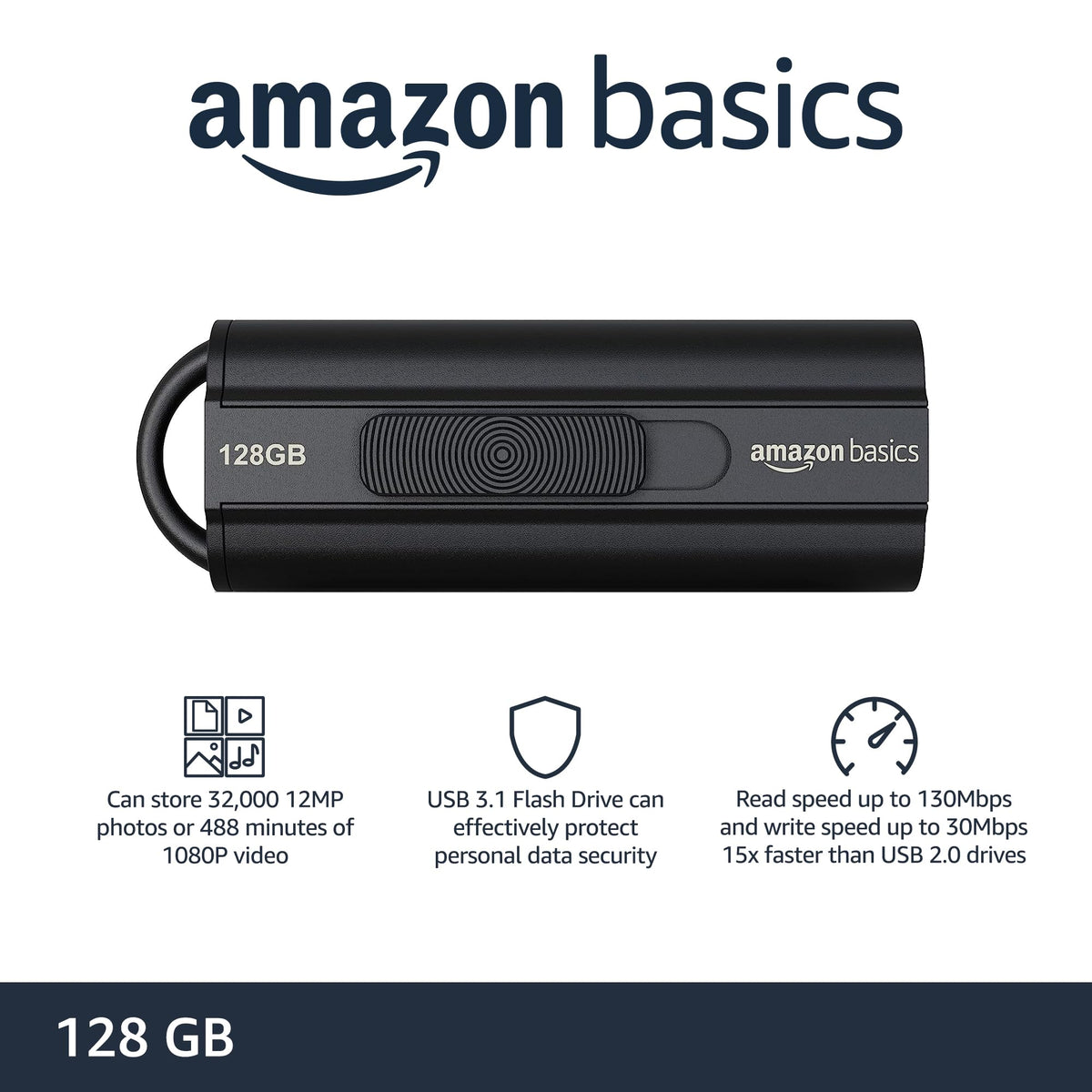 Amazon Basics retractable plug detail demonstrating protected USB connector and convenience
