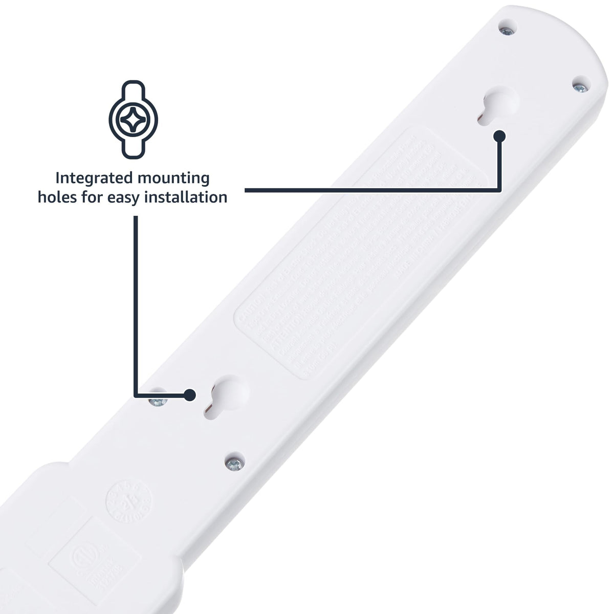Amazon Basics 2-foot extension cord enables flexible placement in home or office.