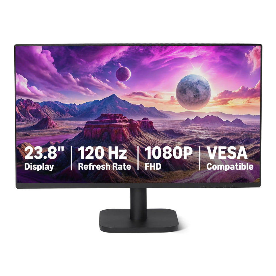 Amazon Basics 23.8-inch monitor front view with slim bezel for multi-monitor setups