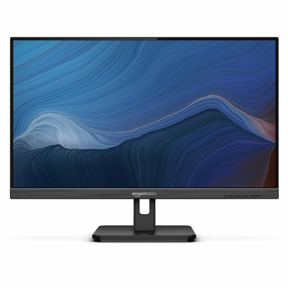 Amazon Basics 24-inch full HD monitor with adjustable stand for ergonomic work setups.