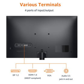 Amazon Basics 24-inch monitor back panel showing VESA compatibility for mounting
