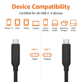 Amazon Basics 240W capable cable for powering laptops and devices