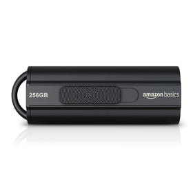 Amazon Basics front view of 256GB flash drive showing compact design and portability benefit