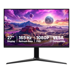 Amazon Basics 27-inch gaming monitor front view with crisp 1080p image quality.