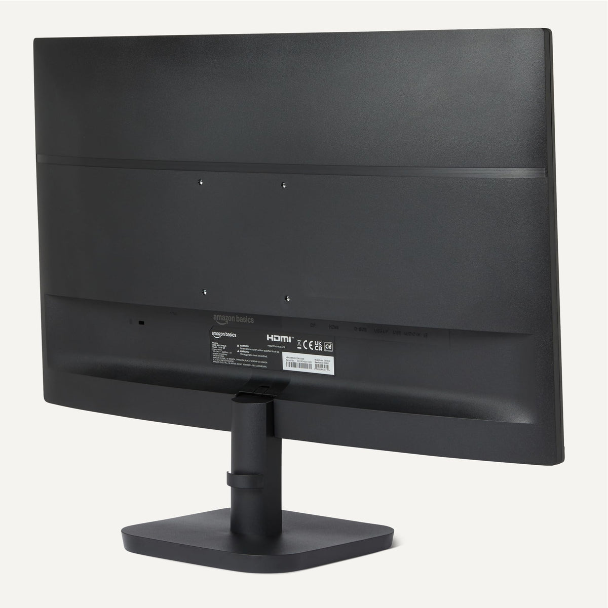 Amazon Basics 27-inch monitor side profile highlighting slim design.