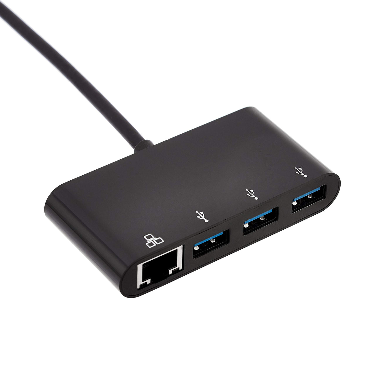 Amazon Basics USB hub on desk setup provides instant device expansion for peripherals