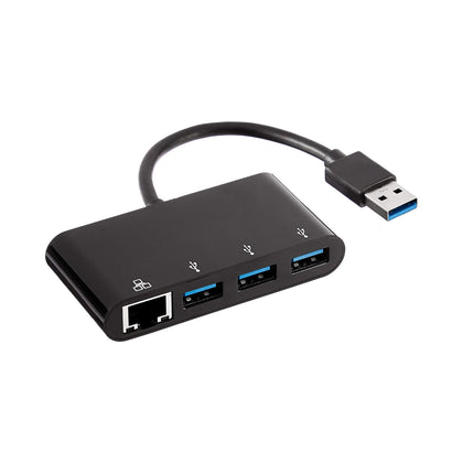 Amazon Basics 4-Port USB 3.0 Hub front view shows compact multiport design for laptops