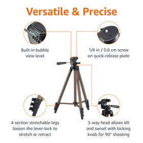 Amazon Basics quick-release plate enables fast shot transitions for efficiency.