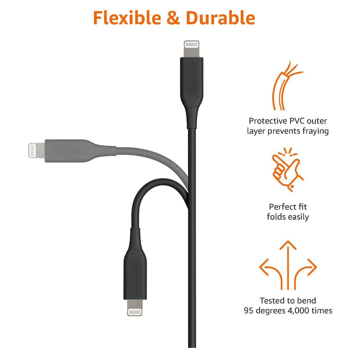 Amazon Basics 6-foot USB-C to Lightning cable provides flexible reach for charging on desks or couches