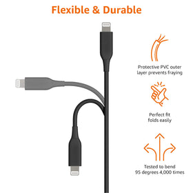 Amazon Basics 6-foot USB-C to Lightning cable provides flexible reach for charging on desks or couches