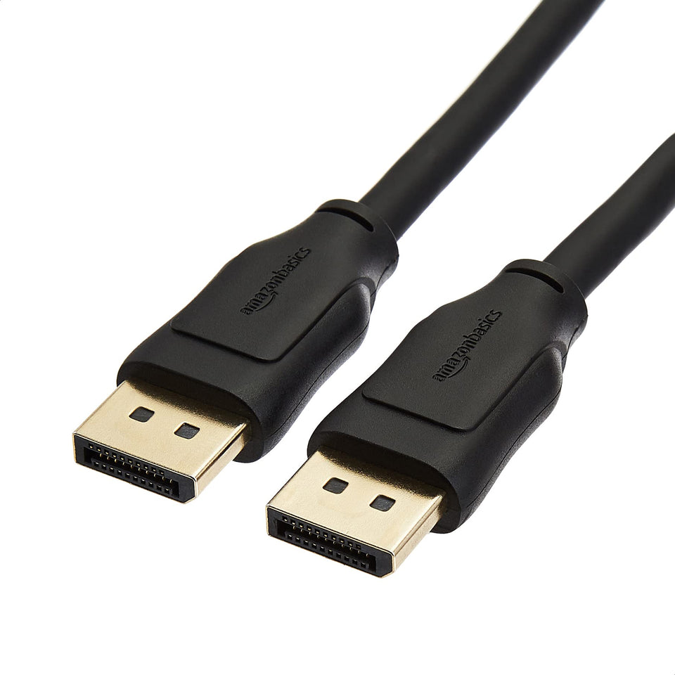 Amazon Basics 8K DisplayPort cable box showing bulk carton