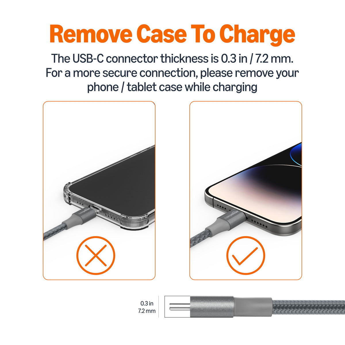 Amazon Basics cable bend-tested up to 95 degrees for lasting durability.