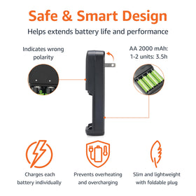 Amazon Basics AA 2000mAh rechargeable batteries pack ready to power remotes and toys.