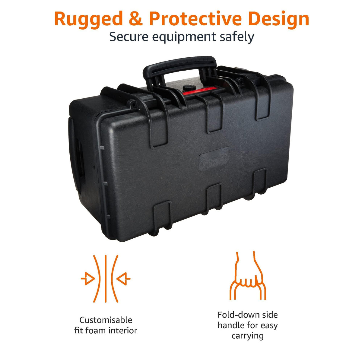 Amazon Basics rugged shell and latches provide durable protection.