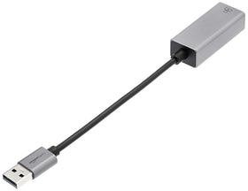 Amazon Basics USB 3.0 aluminum Ethernet adapter, unboxing shot.
