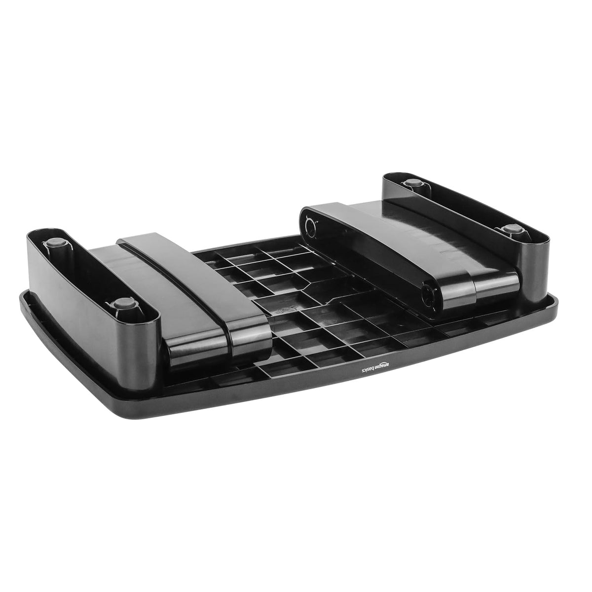 Amazon Basics riser assembled on desk with monitor, keeping workspace organized