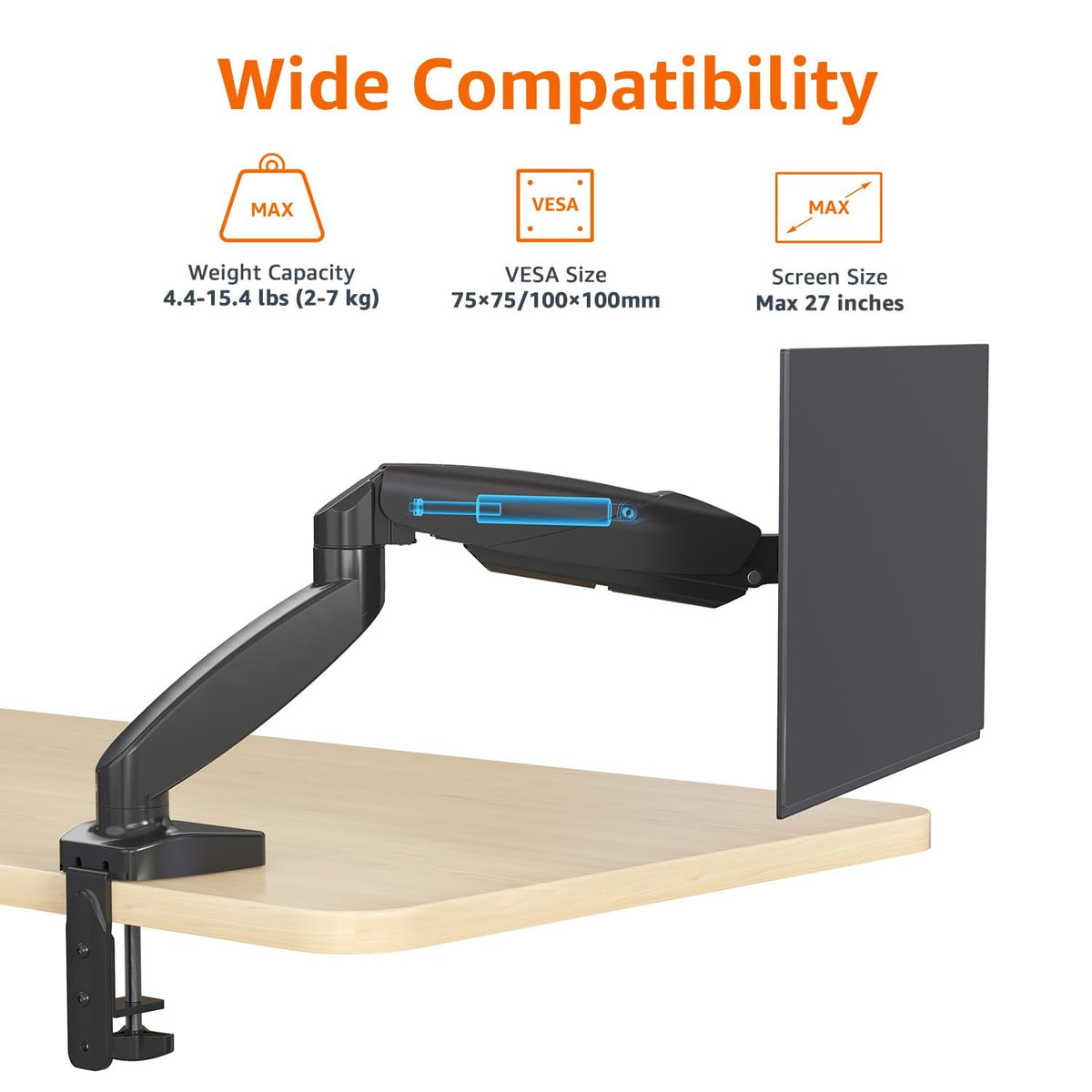 Amazon Basics C-clamp and grommet assembly showing easy-install benefit