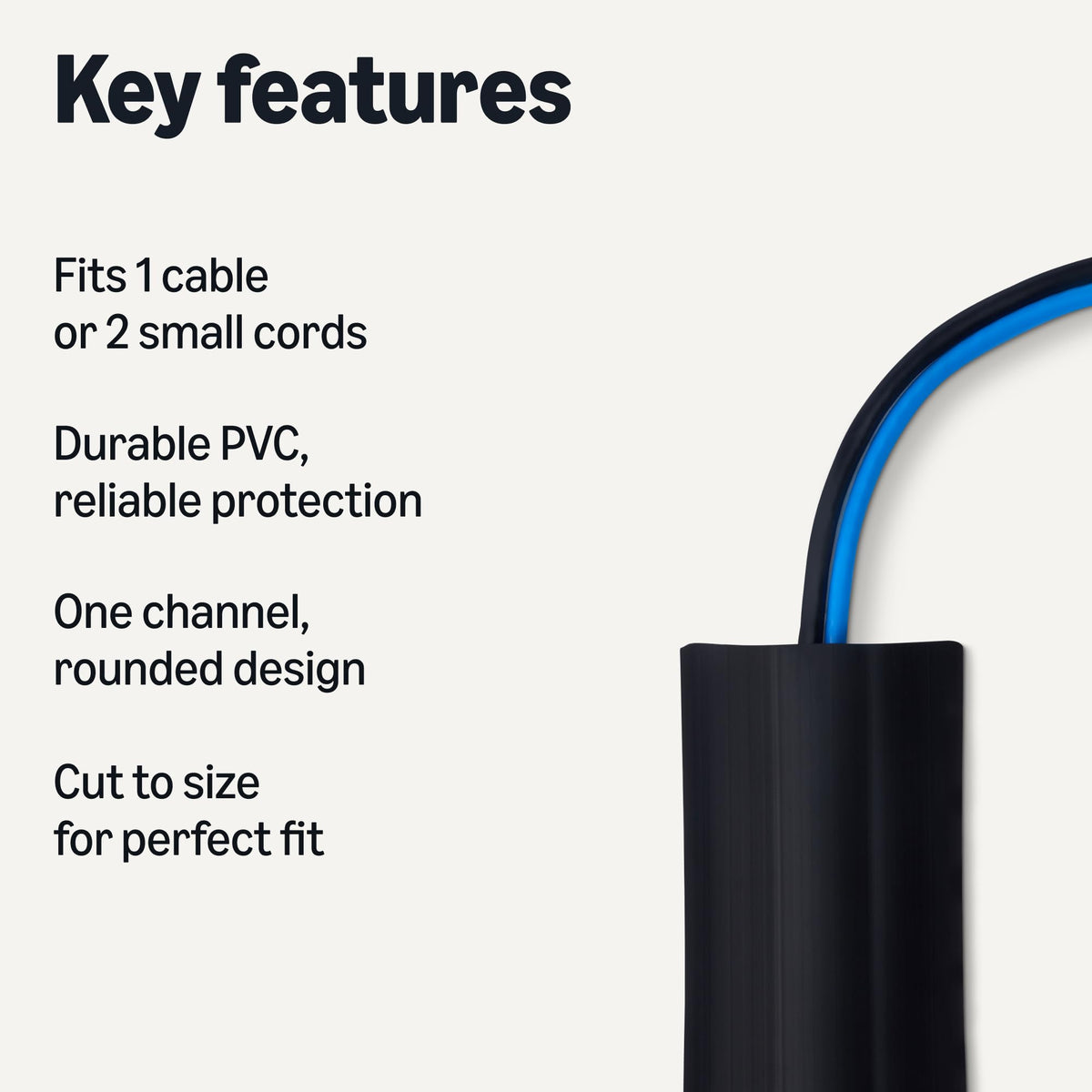 Amazon Basics cable protector one-channel, durable PVC construction for safe office wiring.